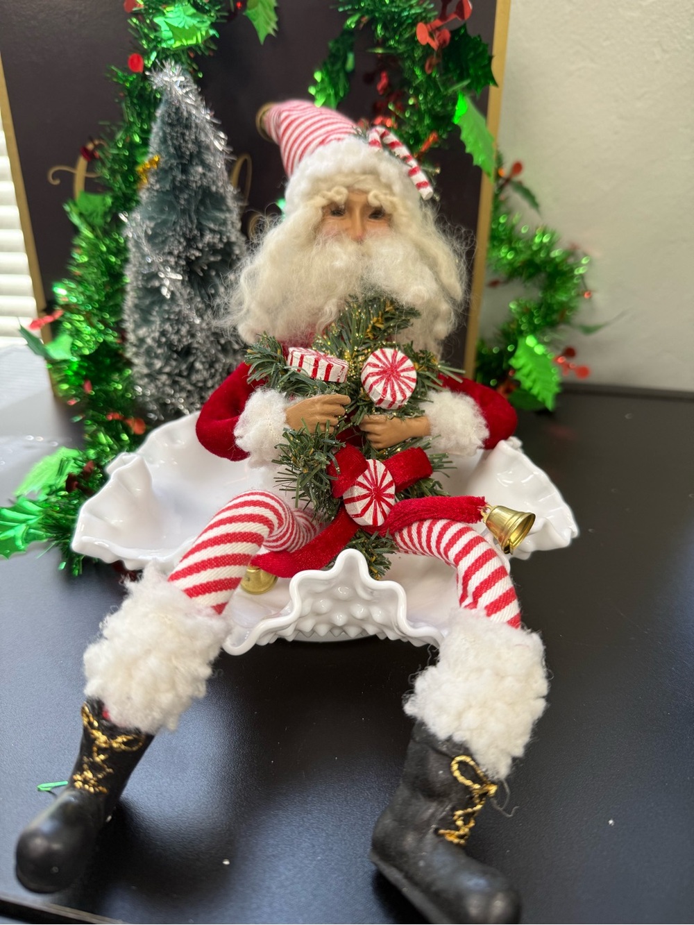 Raz imports Festive Red & White Santa Elf Decorative Figurine - Holiday Home